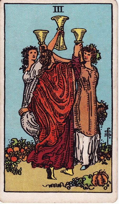 圣杯三（Three of Cups）· rider-waite