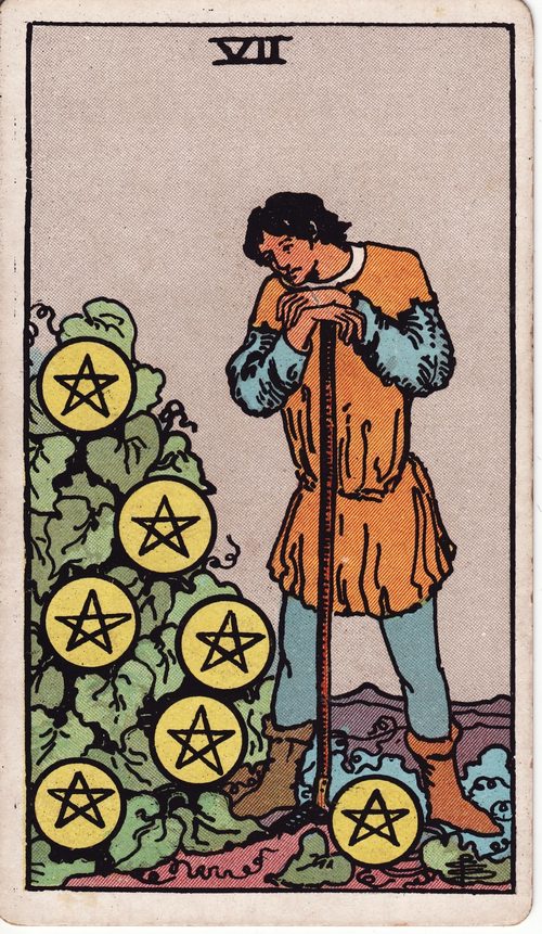 星币七（Seven of Pentacles）· rider-waite