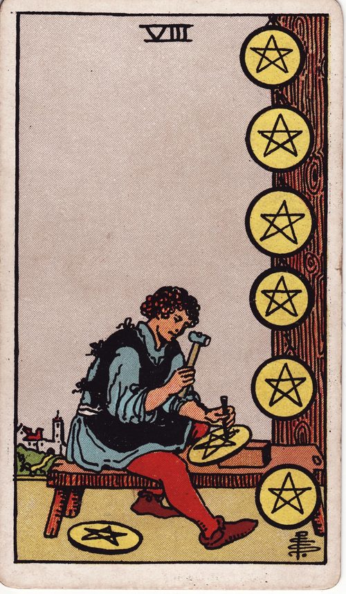 星币八（Eight of Pentacles）· rider-waite