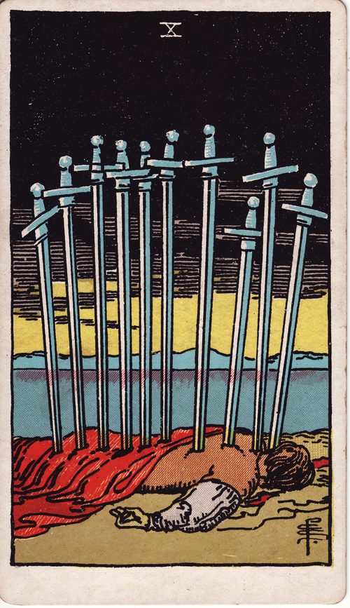 宝剑十（Ten of Swords）· rider-waite