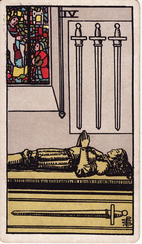 宝剑四（Four of Swords）· rider-waite