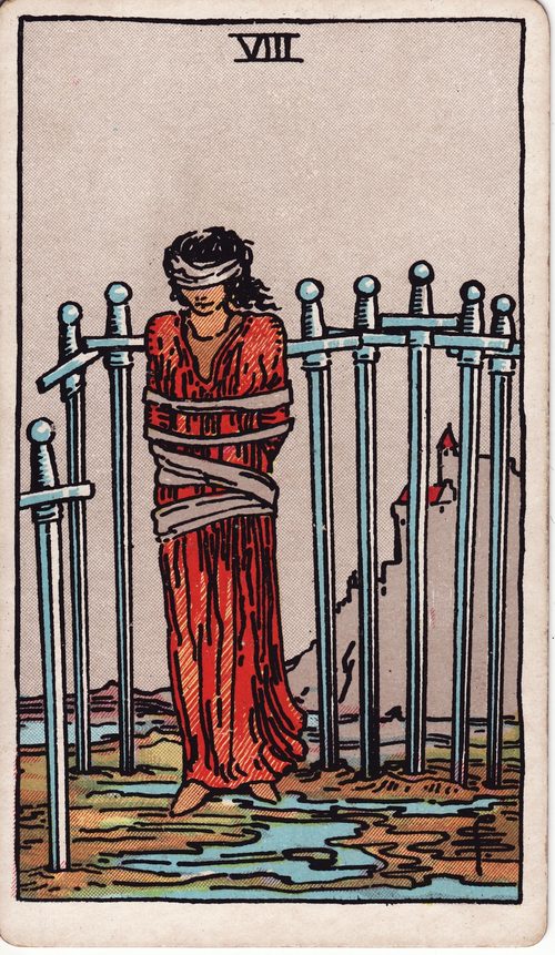 宝剑八（Eight of Swords）· rider-waite