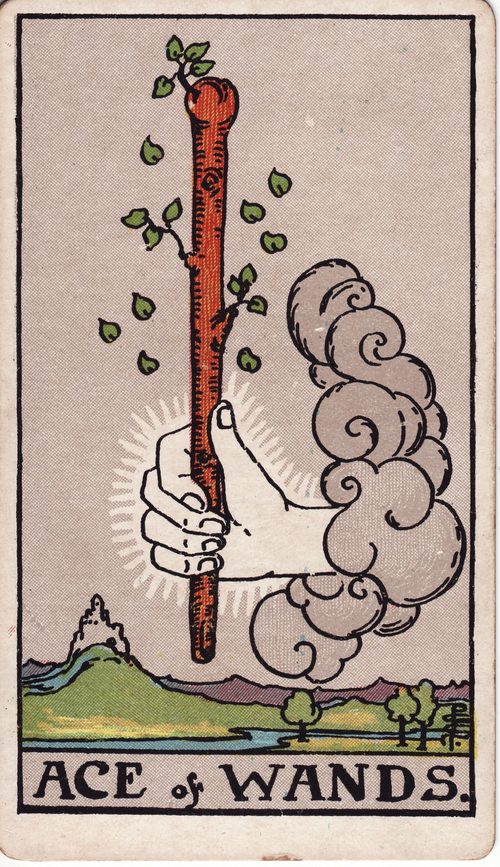 权杖王牌（Ace of Wands）· rider-waite