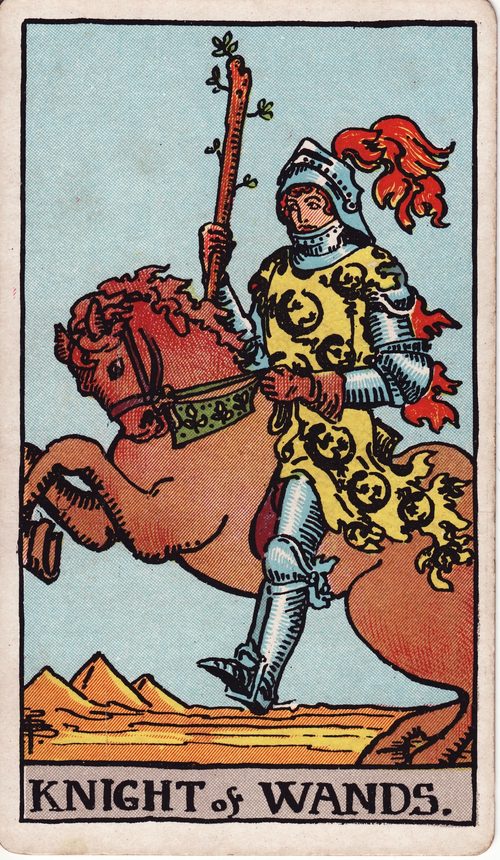 权杖骑士（Knight of Wands）· rider-waite