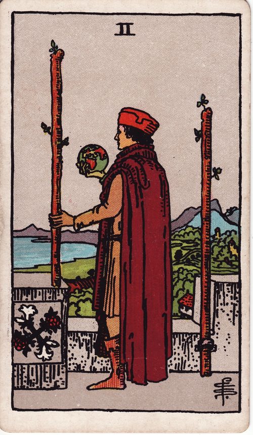 权杖二（Two of Wands）· rider-waite