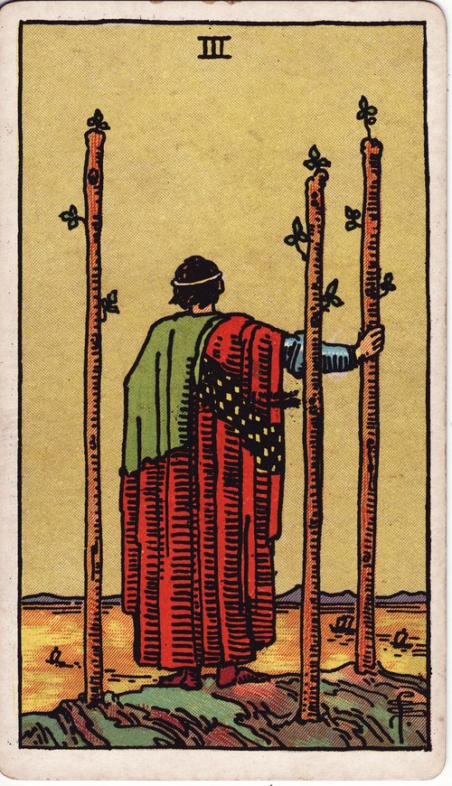 权杖三（Three of Wands）· rider-waite