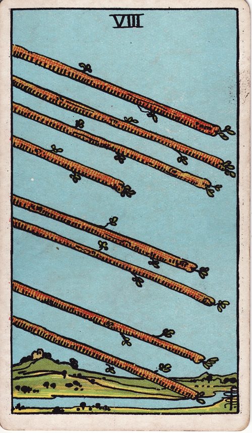 权杖八（Eight of Wands）· rider-waite